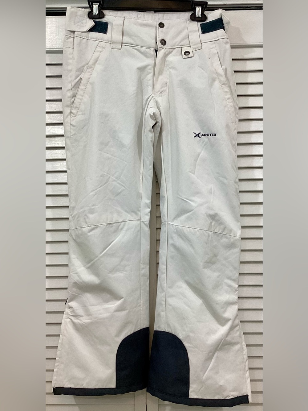 Arctix White Insulated Ski Pants Black Ankle Scuff Guards Waterproof S